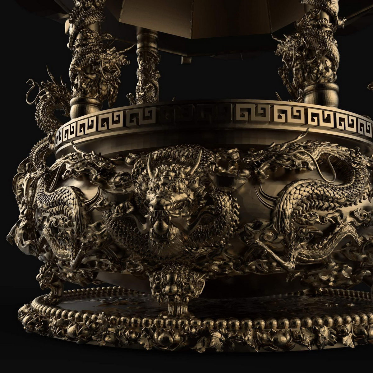 กระถางธูปมังกรขนาดใหญ่สำหรับศาลเจ้าจีน สัญลักษณ์แห่งพลังและความเจริญรุ่งเรือง